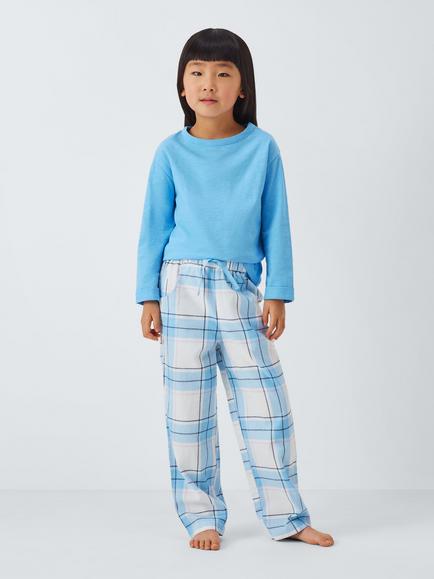 John Lewis Kids' Mix-And-Match Heart Embroidered Cotton Pyjama Top, Blue - view 2, Blue