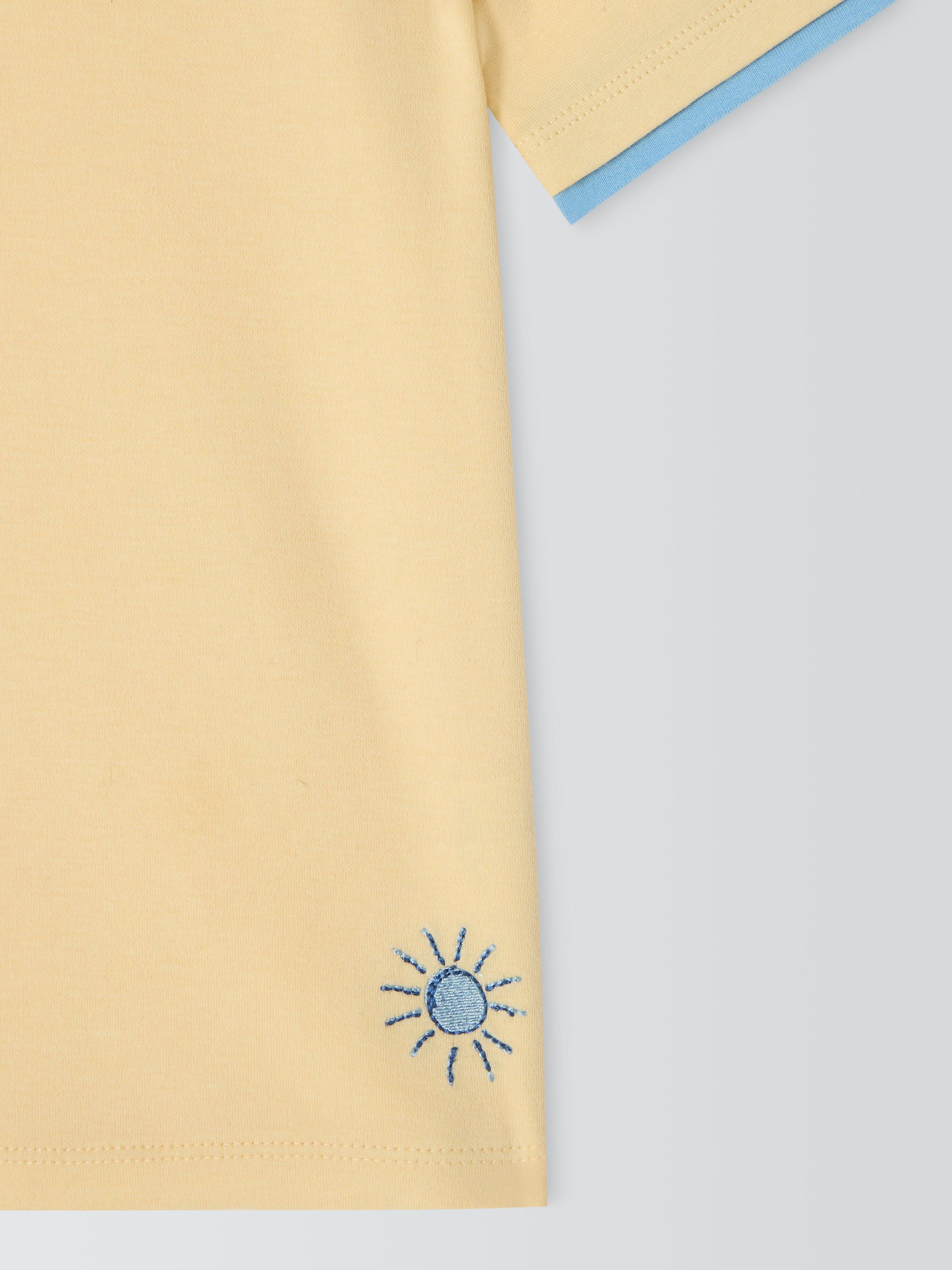 Product image 6 of 7, which shows John Lewis Kids' Mix-And-Match Cotton Embroidered Sun Pyjama Top, Yellow, 5 years