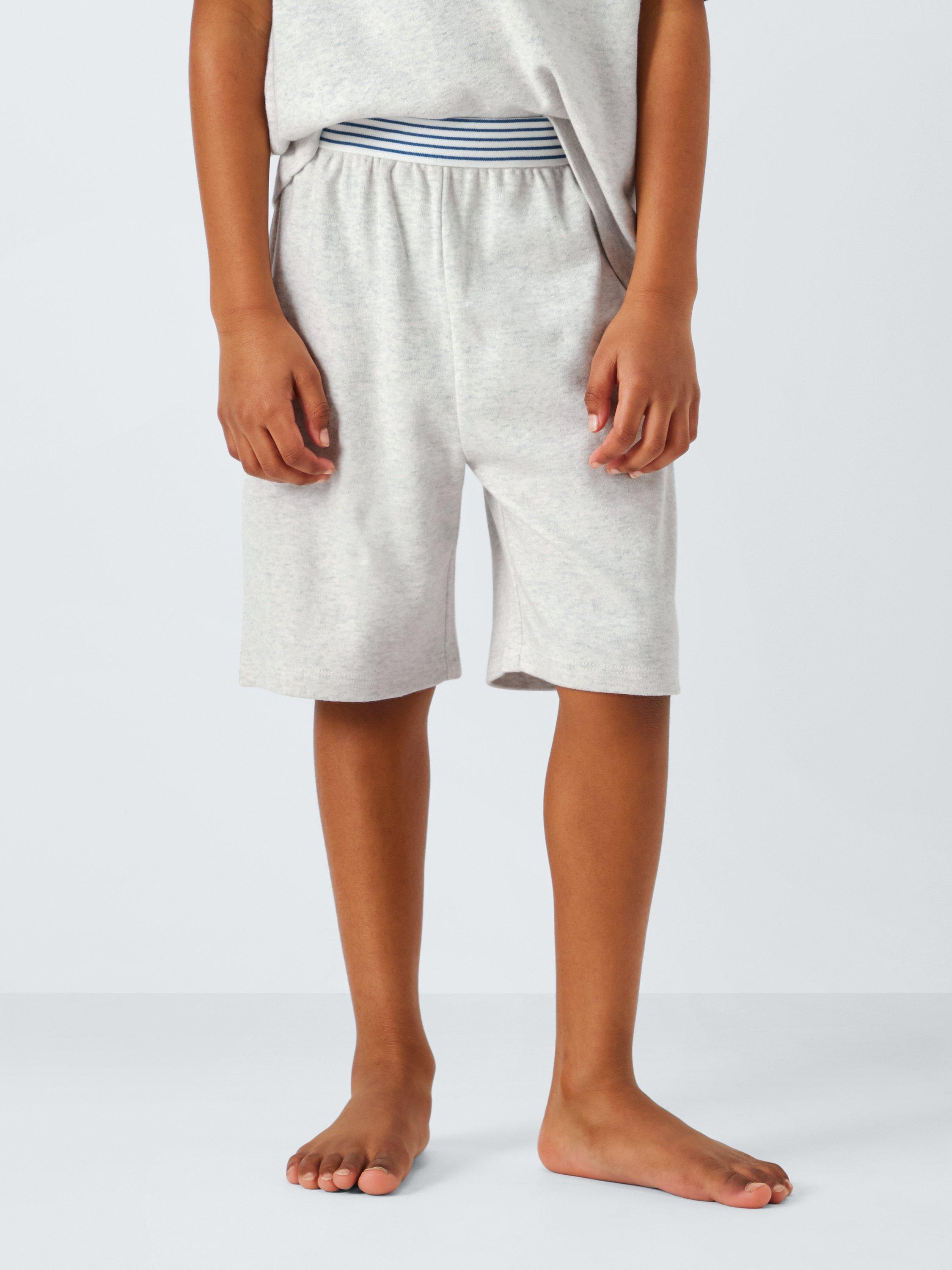 John Lewis Kids' Mix-And-Match Stripe Waistband Pyjama Shorts, Grey