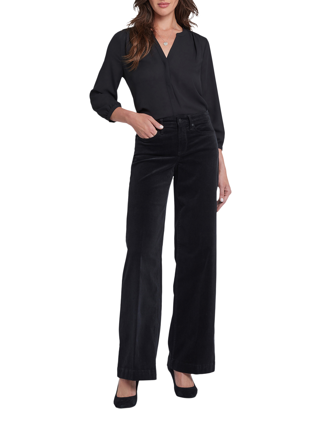 Black corduroy trousers womens best sale