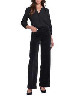 NYDJ Teresa Wide Leg Corduroy Trousers, Black