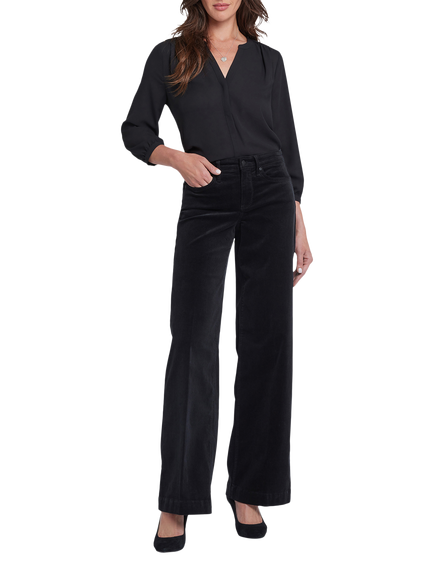 NYDJ Teresa Wide Leg Corduroy Trousers, Black