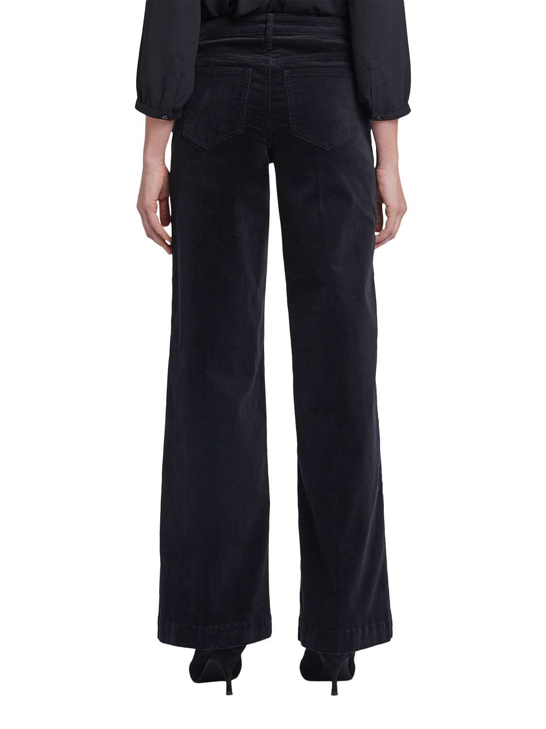 Product image 2 of 6, which shows Teresa Wide Leg Corduroy Trousers, Black, 4