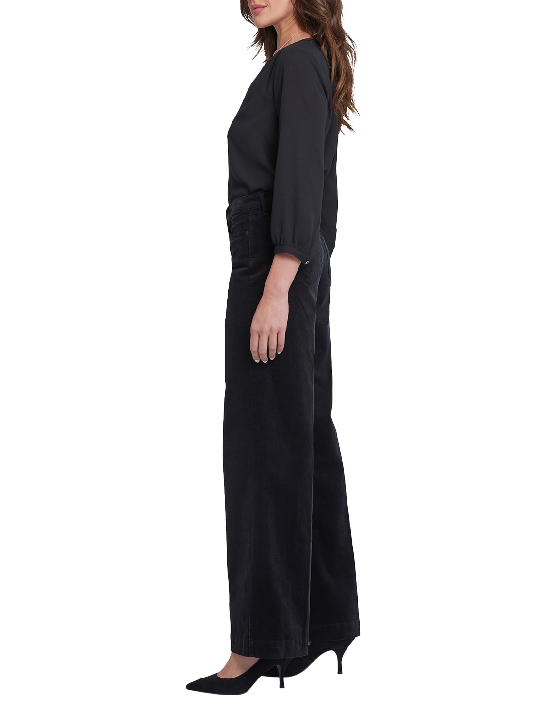 Product image 5 of 6, which shows Teresa Wide Leg Corduroy Trousers, Black, 4