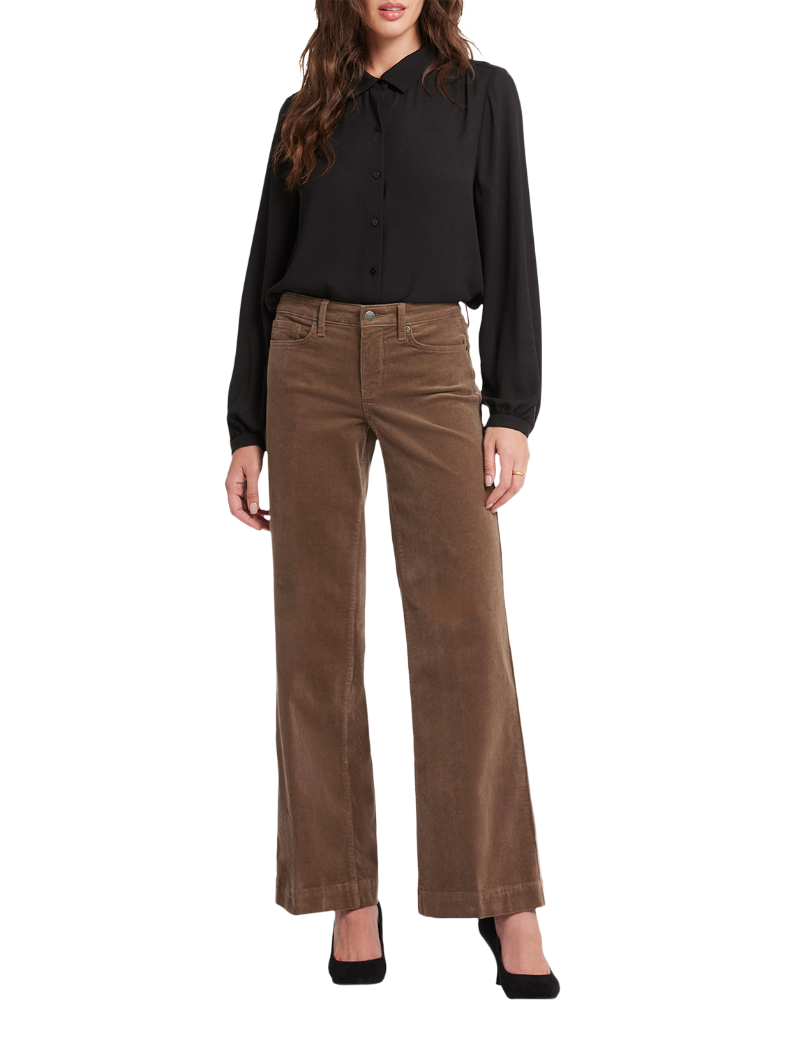 Product image 4 of 6, which shows Teresa Wide Leg Corduroy Trousers, Elmwood, 4