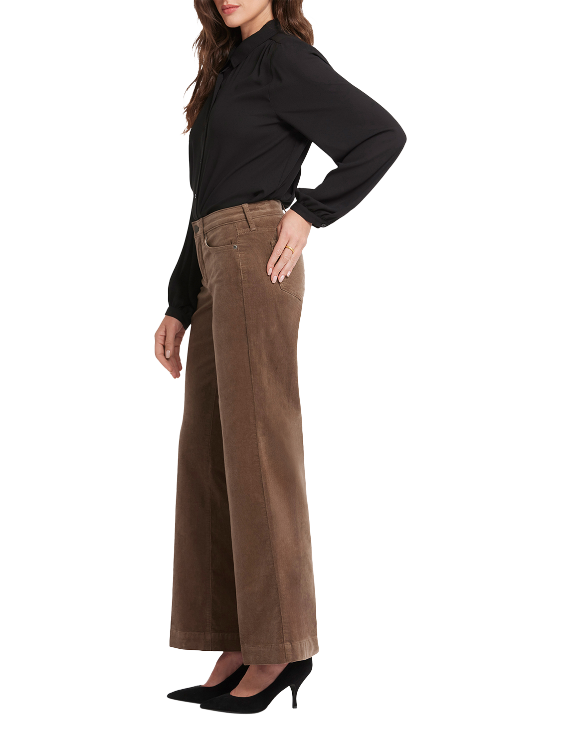 Product image 5 of 6, which shows Teresa Wide Leg Corduroy Trousers, Elmwood, 4