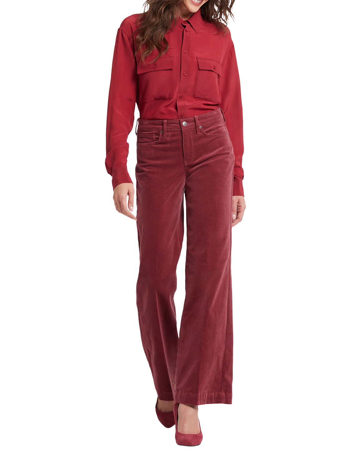 Product image 1 of 6, which shows Teresa Wide Leg Corduroy Trousers, Paintbrush, 4