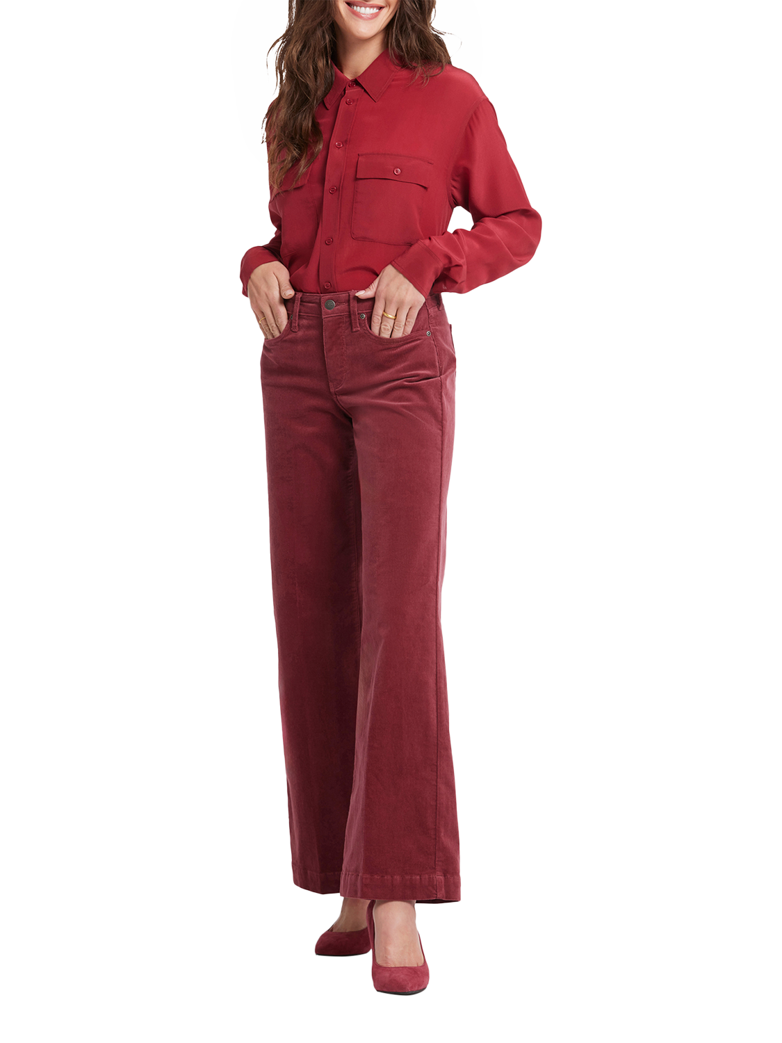 Product image 4 of 6, which shows Teresa Wide Leg Corduroy Trousers, Paintbrush, 4