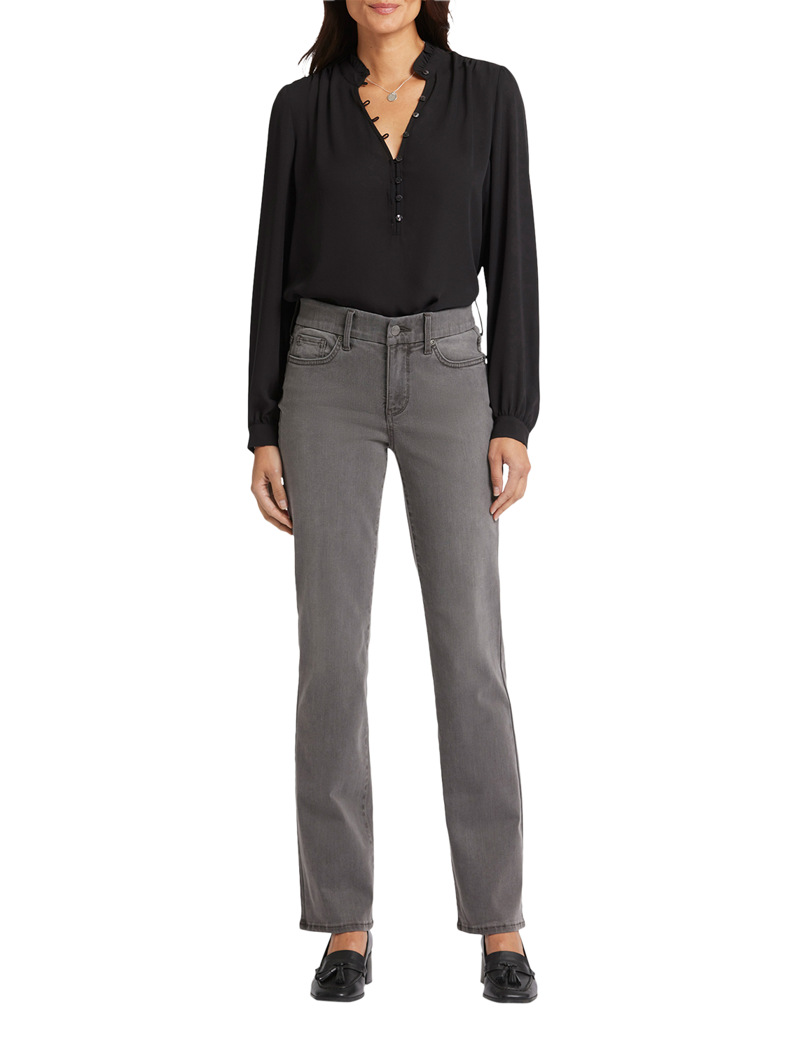 Product image 1 of 6, which shows NYDJ Waist-Match™ Marilyn Straight Jeans, Highlands, XS