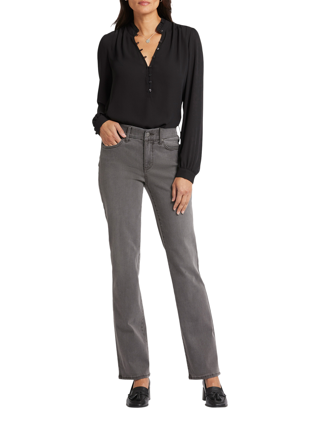 Product image 4 of 6, which shows NYDJ Waist-Match™ Marilyn Straight Jeans, Highlands, XS