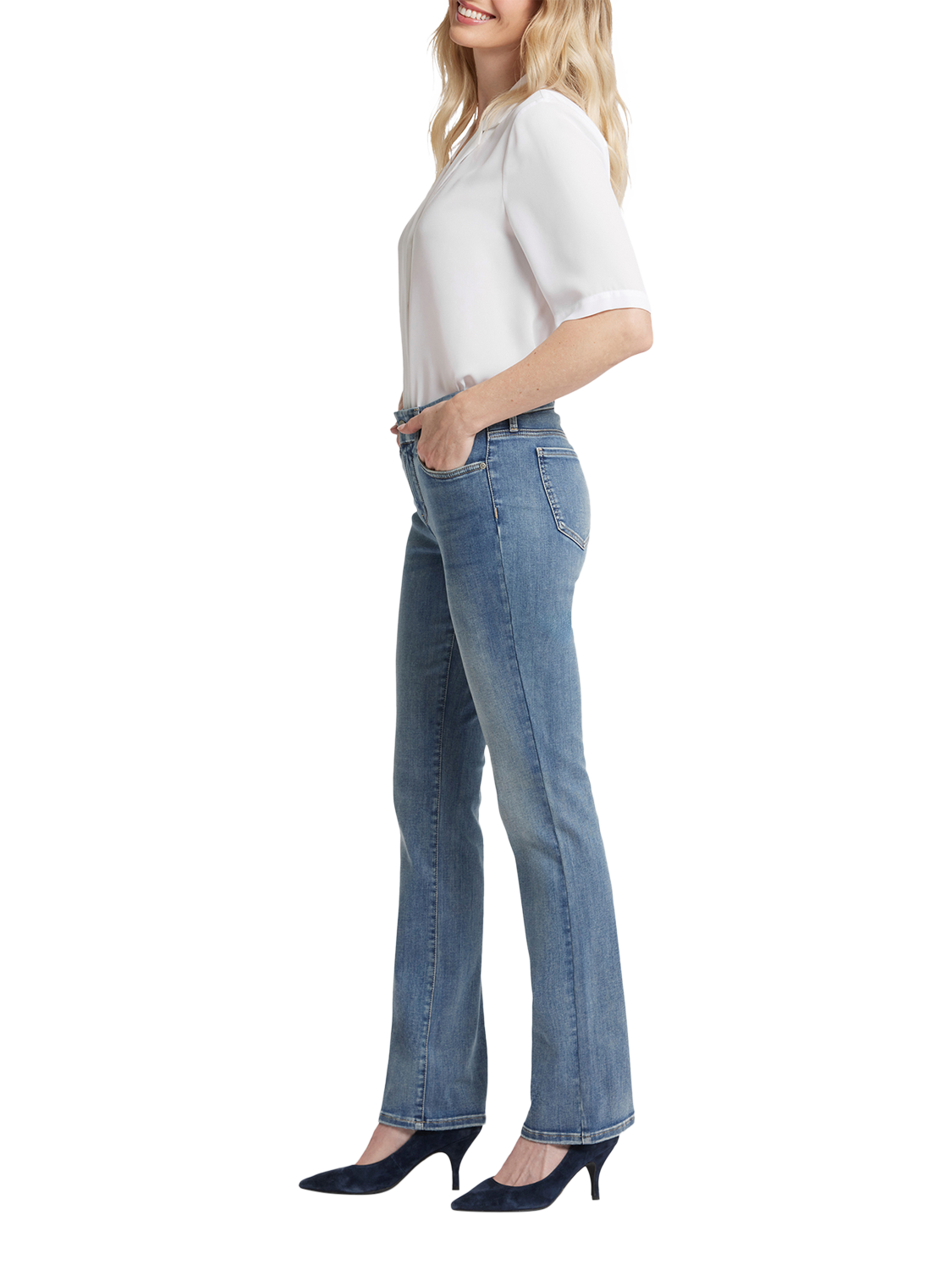 Product image 5 of 6, which shows NYDJ Waist-Match™ Marilyn Straight Jeans, Indigo Stream, XS
