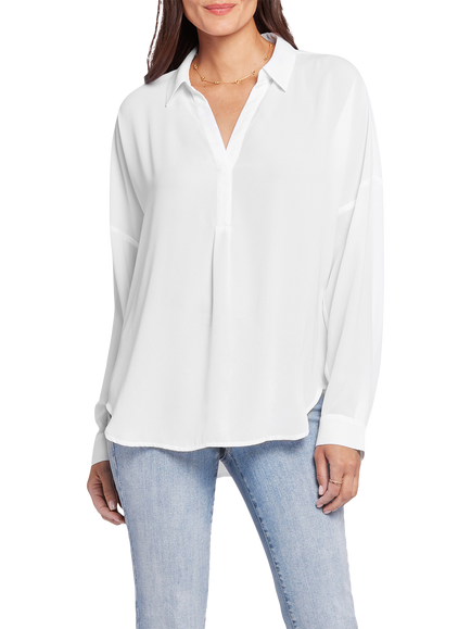NYDJ Becky Popover Blouse, Optic White