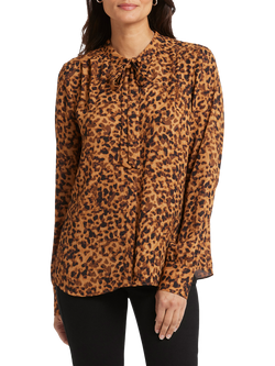 NYDJ Animal Print Tie Neck Blouse, Caterina, Caterina