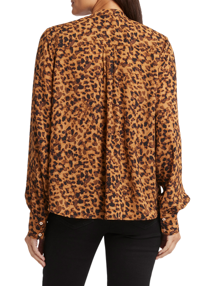 NYDJ Animal Print Tie Neck Blouse, Caterina - view 2, Caterina