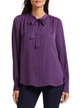 NYDJ Tie Neck Top, Grape Royal