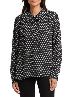 NYDJ Geometric Tile Tie Neck Top, Pearl Medallion, Pearl Medallion