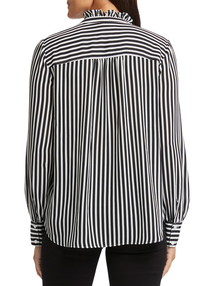 NYDJ Stripe Ruffle Neck Blouse, Citiscape - view 2, Citiscape