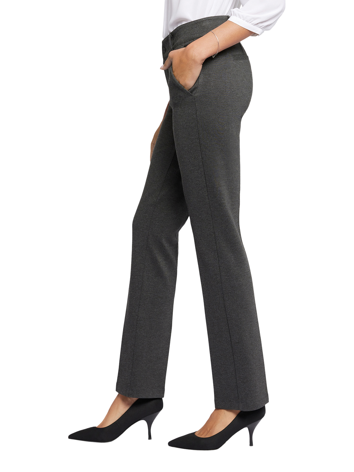 Product image 2 of 5, which shows Sculpt Her Classic Straight Trousers, Charcoal Heathered, 4