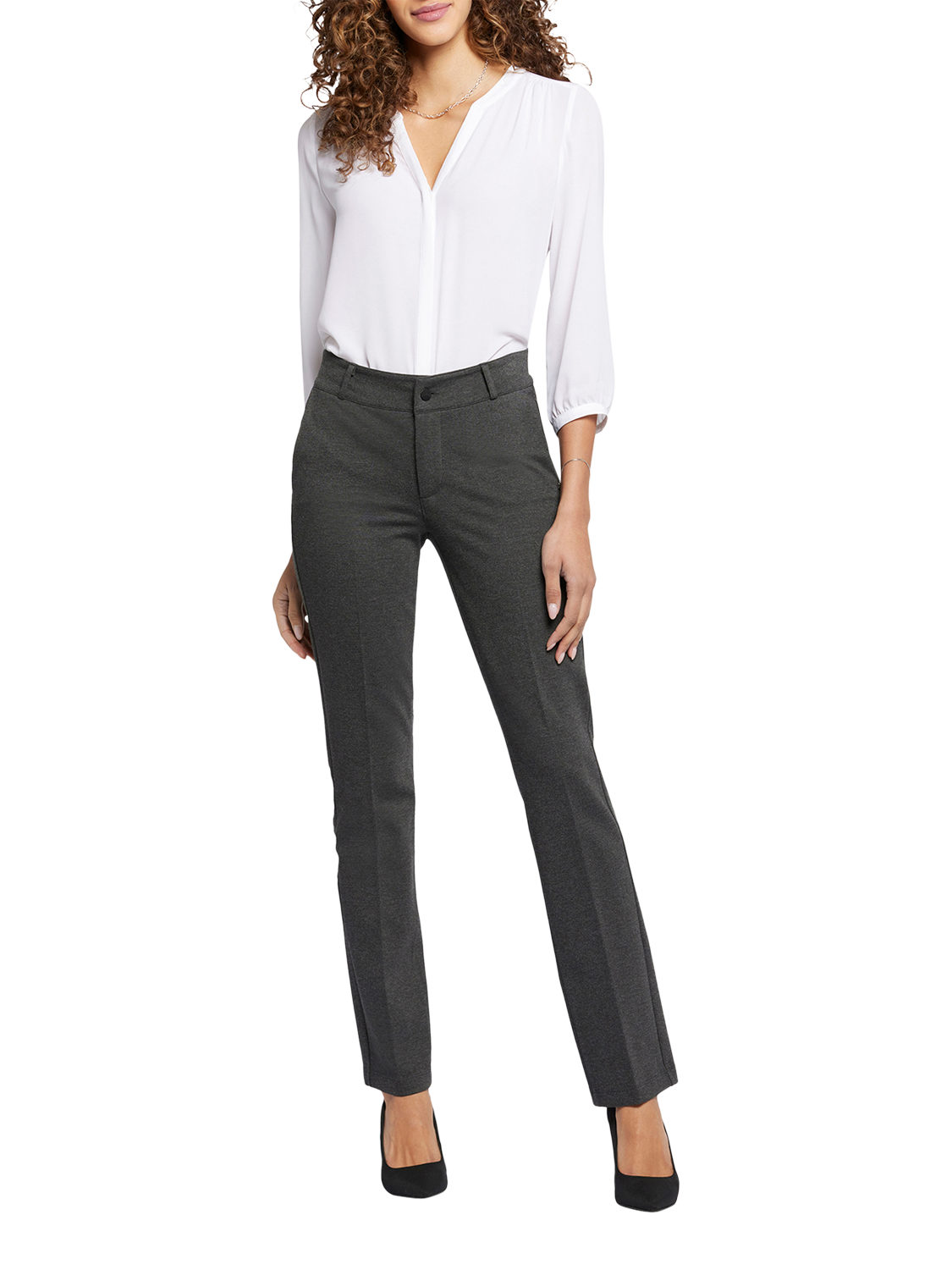 Product image 3 of 5, which shows Sculpt Her Classic Straight Trousers, Charcoal Heathered, 4