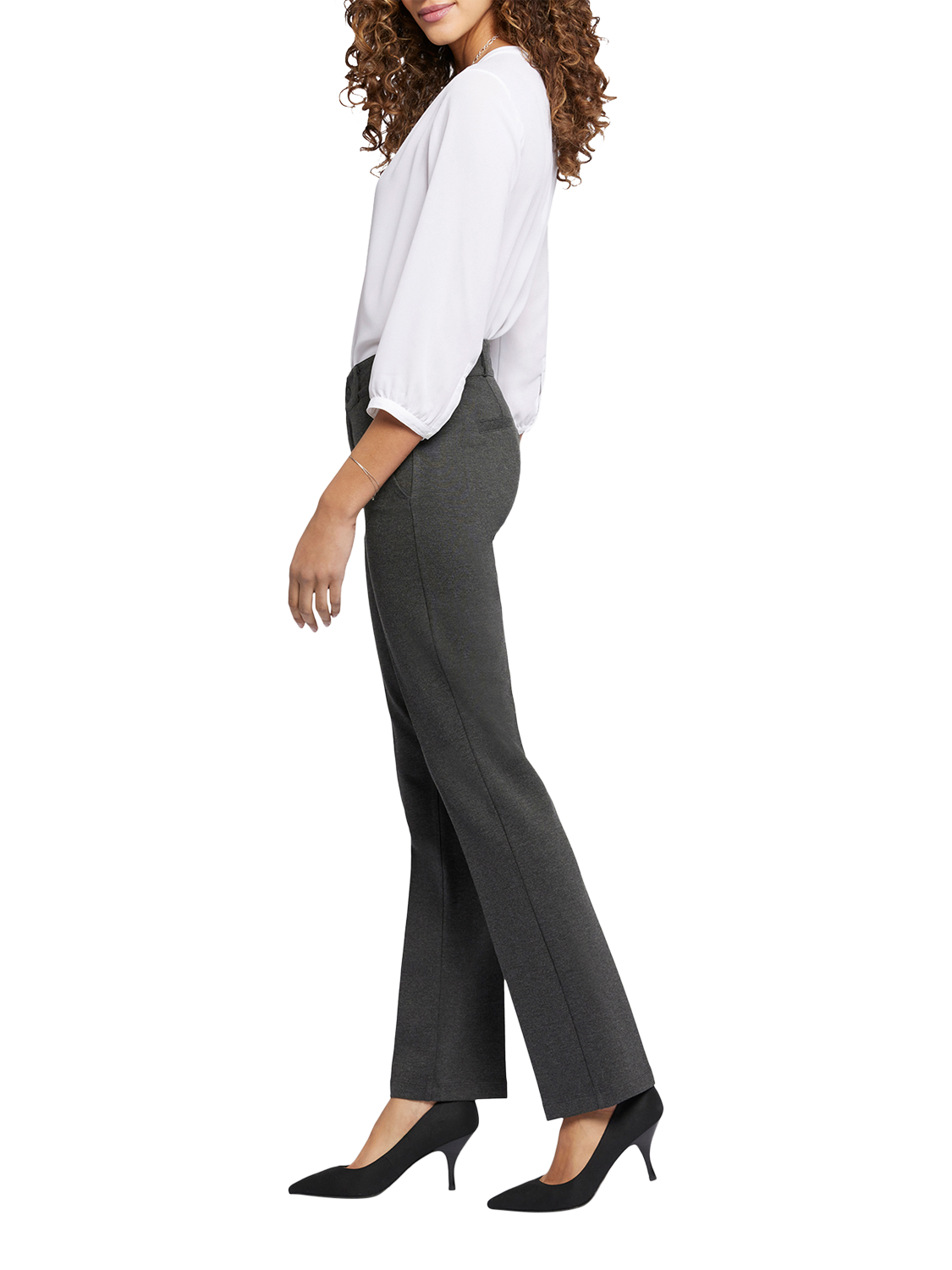 Product image 4 of 5, which shows Sculpt Her Classic Straight Trousers, Charcoal Heathered, 4