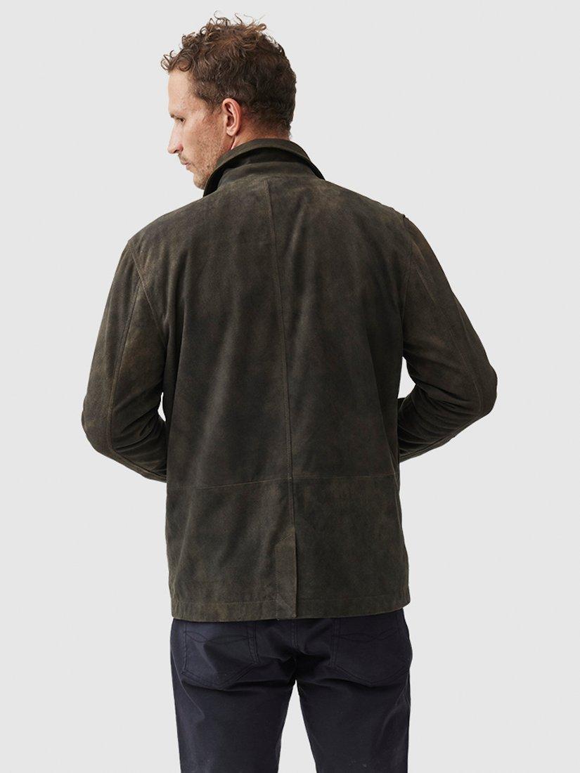 Product image 3 of 5, which shows Rodd & Gunn Somerset Premium Lightweight Suede Leather Jacket, Mouse, XS