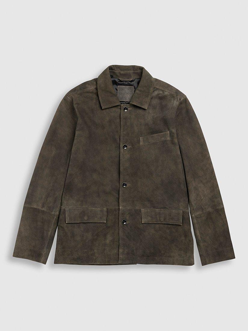 Product image 4 of 5, which shows Rodd & Gunn Somerset Premium Lightweight Suede Leather Jacket, Mouse, XS