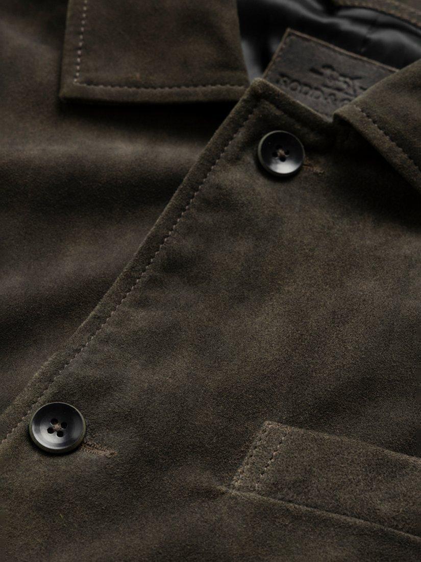 Product image 5 of 5, which shows Rodd & Gunn Somerset Premium Lightweight Suede Leather Jacket, Mouse, XS