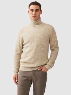 Rodd & Gunn Castle Ridge Undyed Wool Roll Neck Jumper, Birch, Birch