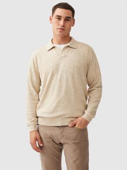 Rodd & Gunn Fortrose Cotton Long Sleeve Knitted Polo, Natural