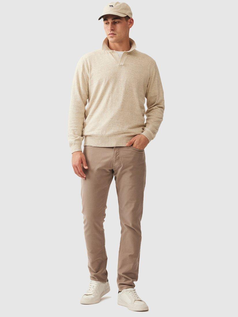 Product image 2 of 3, which shows Rodd & Gunn Fortrose Cotton Long Sleeve Knitted Polo, Natural, S