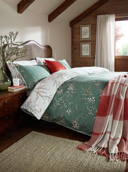 Laura Ashley Pussy Willow 200 Thread Count Duvet Cover Set, Green/Multi