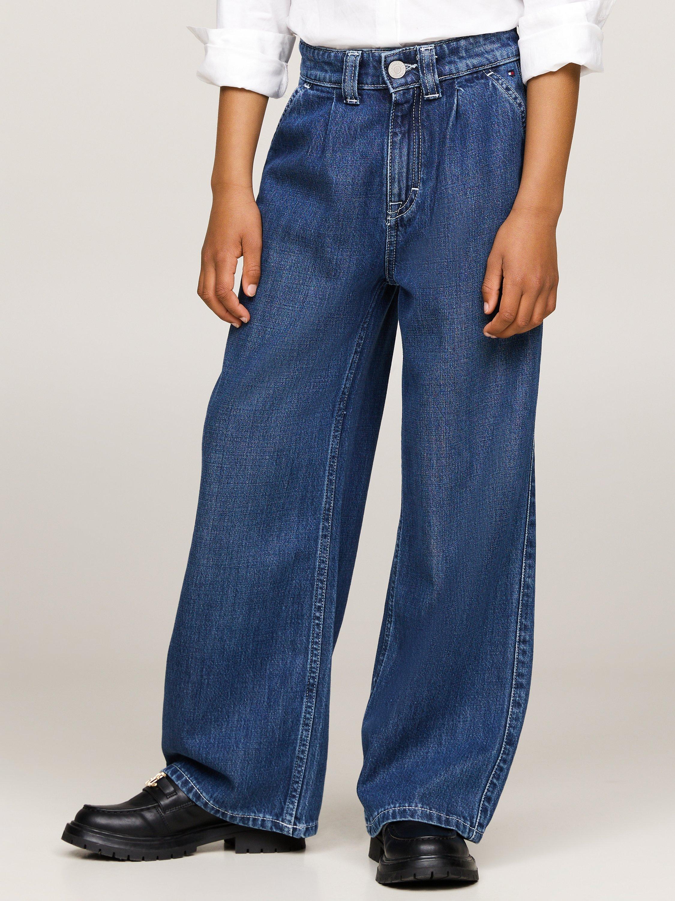 Tommy Hilfiger Kids' Mabel Pleats Loose Fit Jeans, Darkusedlyocell