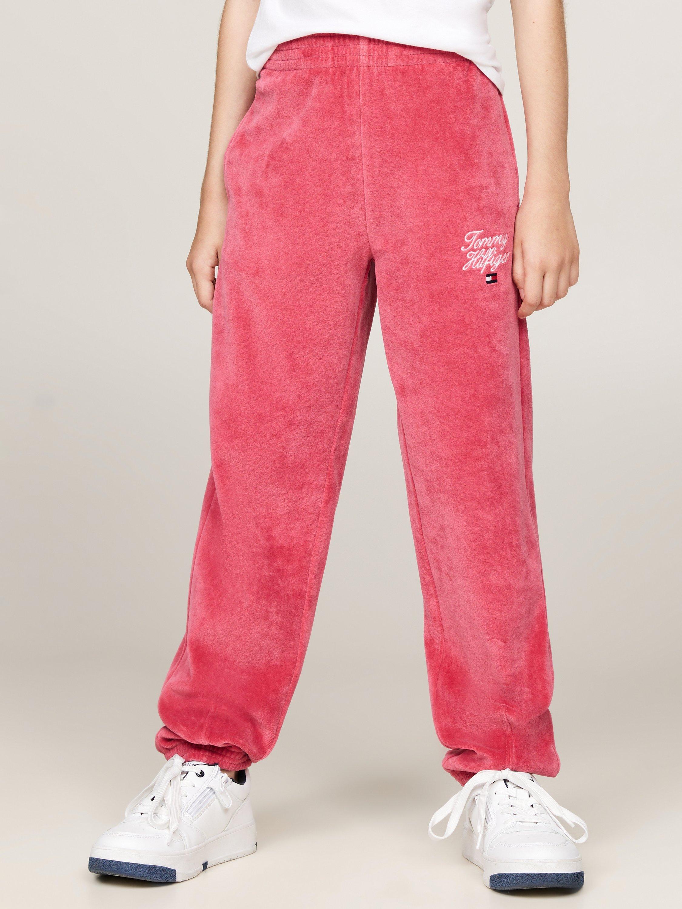Tommy Hilfiger Kids Script Velour Joggers Heritage Pink