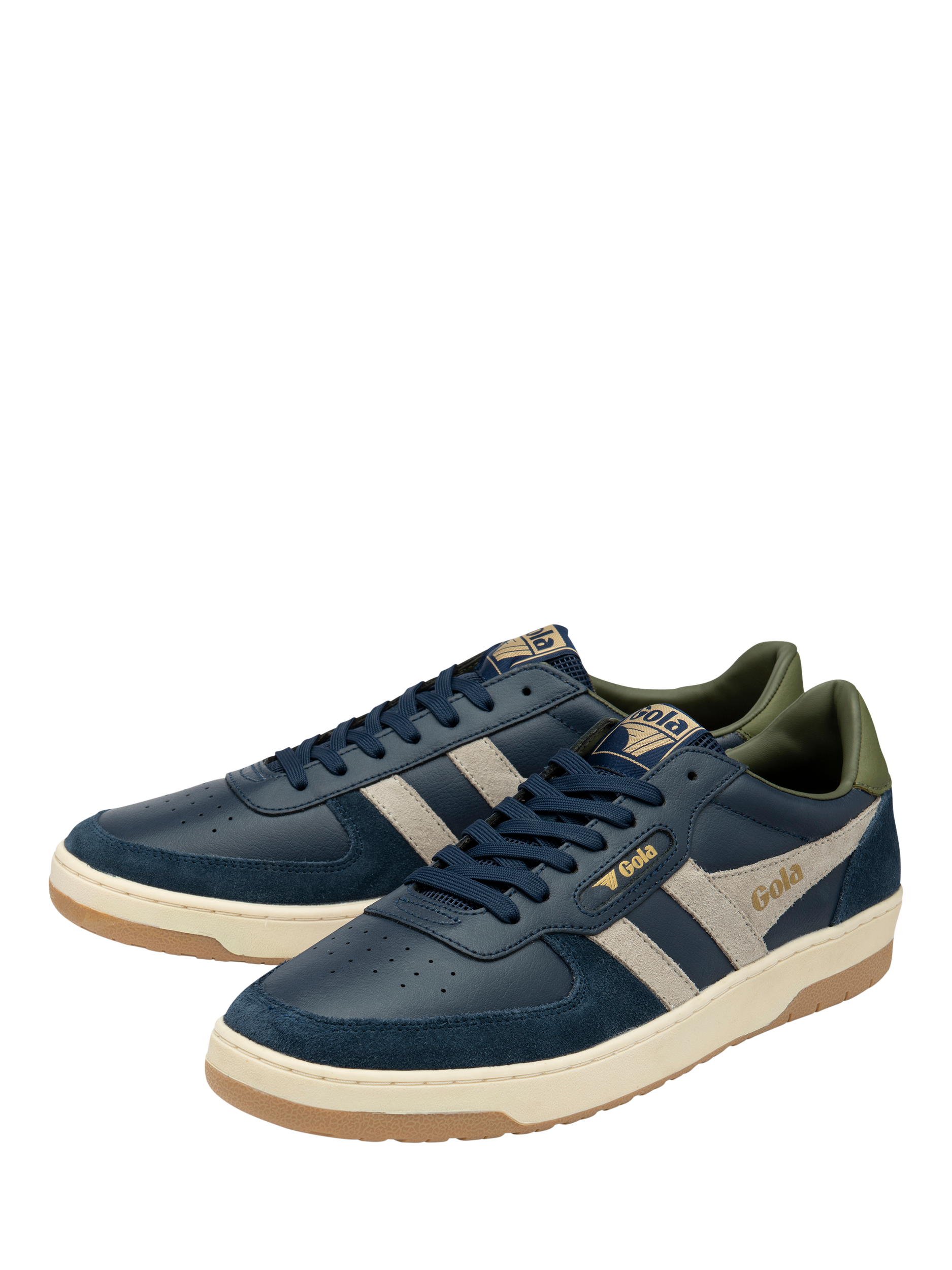 Product image 3 of 5, which shows Gola Classics Hawk Leather Trainers, Navy/Multi, 6