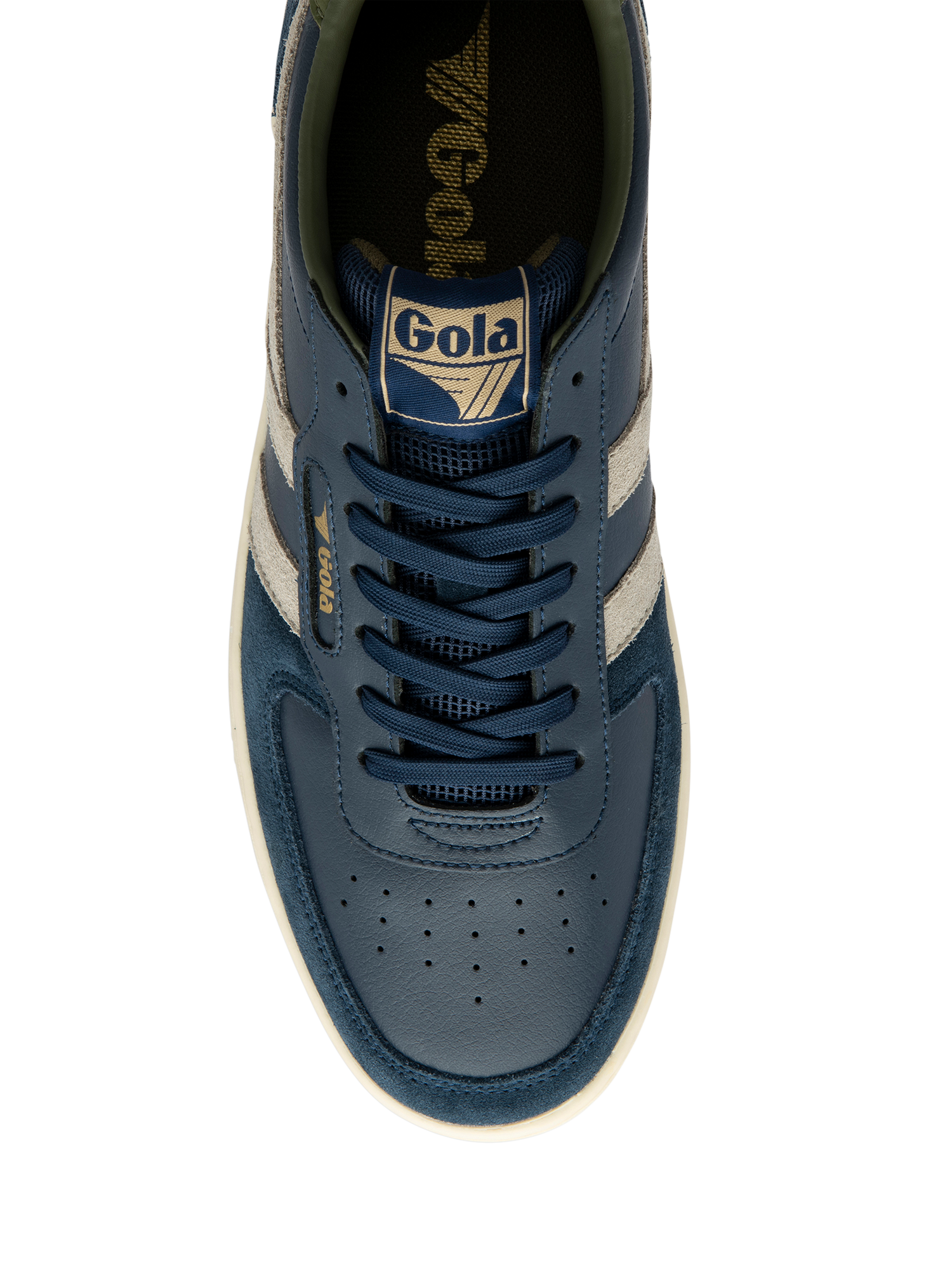 Product image 5 of 5, which shows Gola Classics Hawk Leather Trainers, Navy/Multi, 6