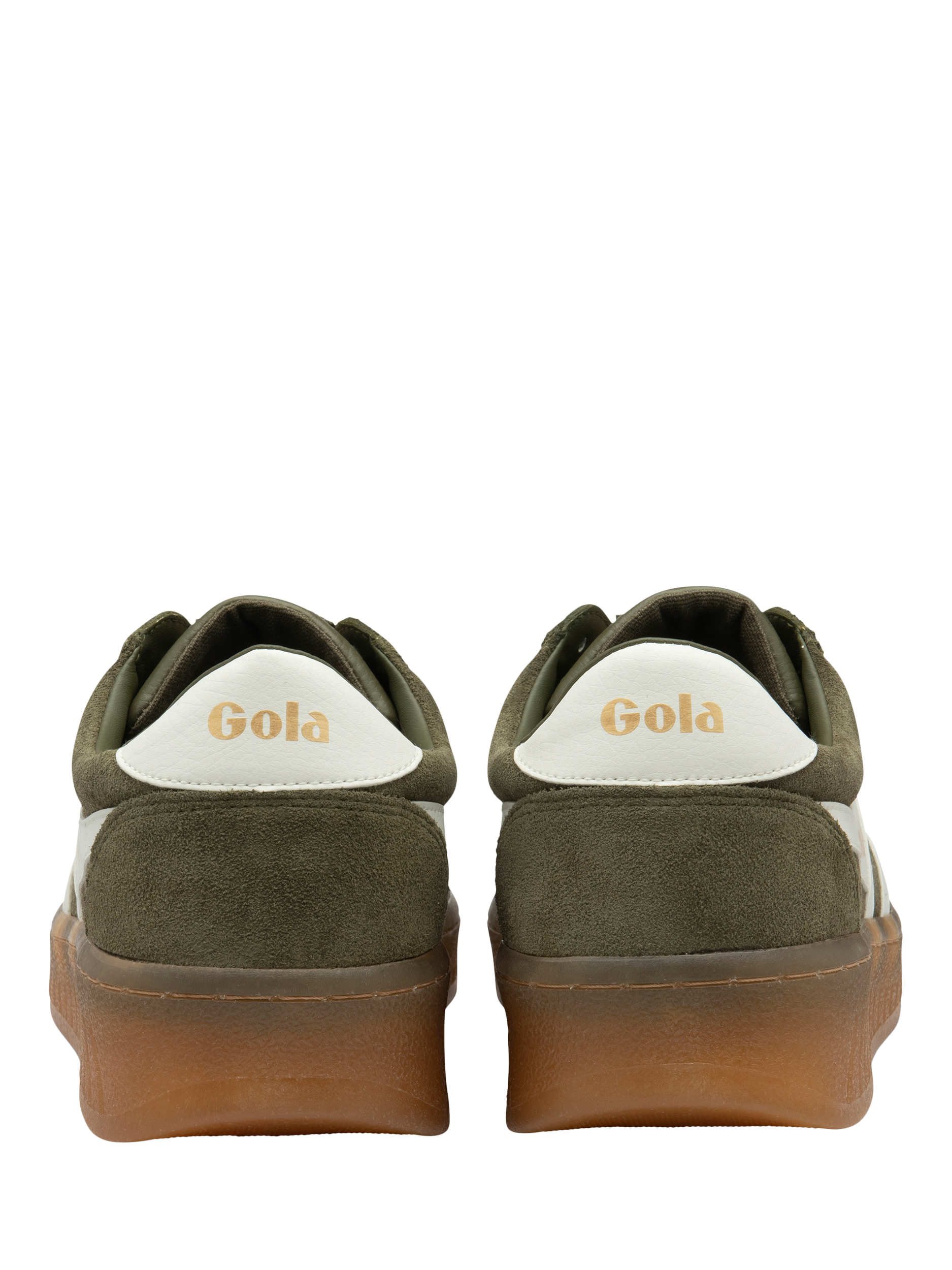 Product image 4 of 5, which shows Gola Classics Grandslam Suede Trainers, Khaki/Off White/Gum, 6