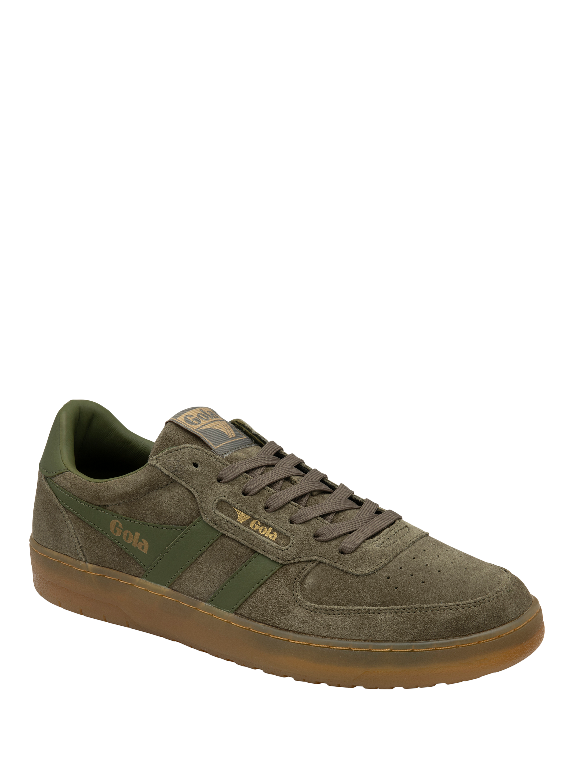 Product image 2 of 5, which shows Gola Hawk Suede '86 Trainers, Khaki/Gum, 8