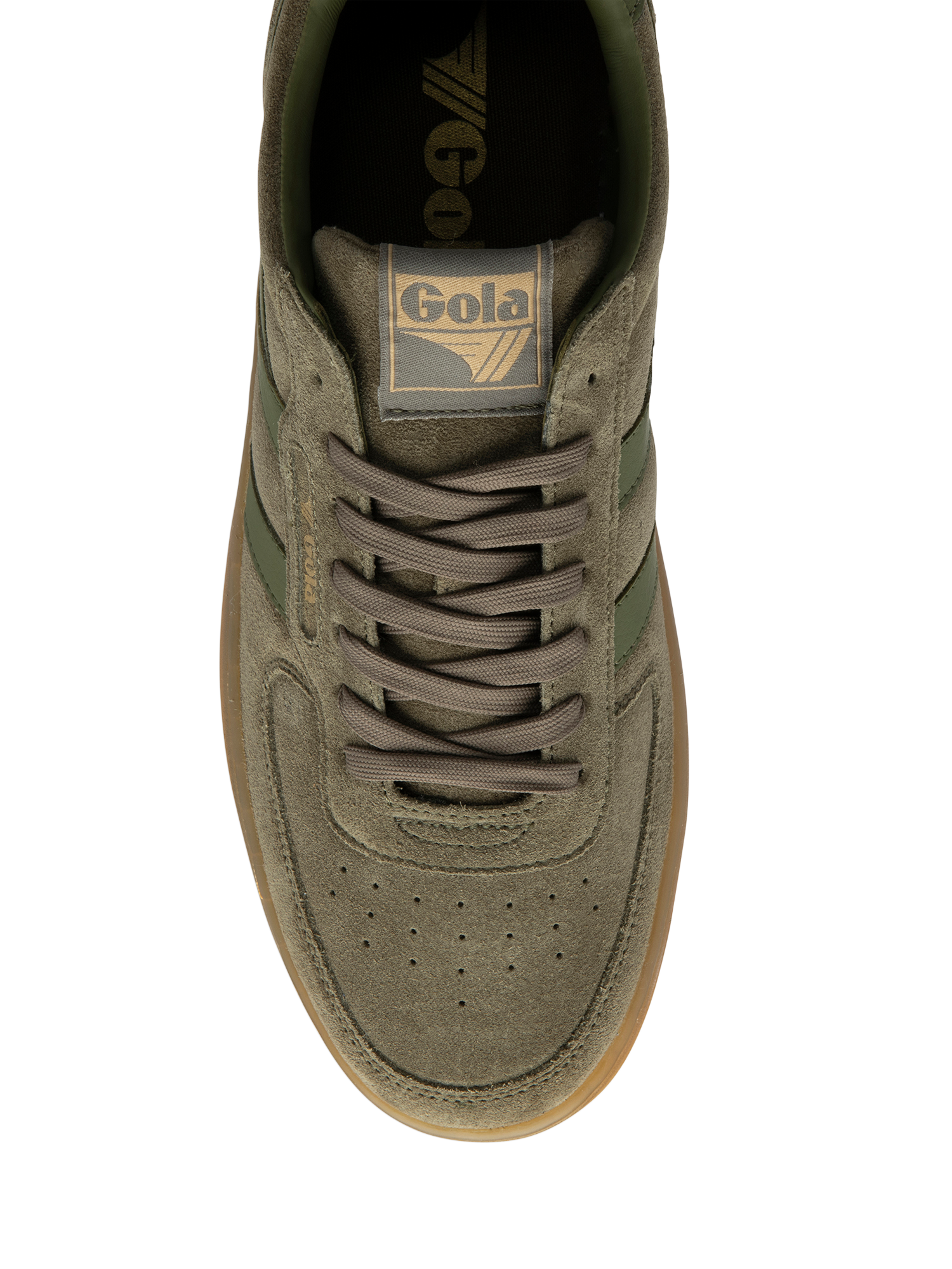 Product image 5 of 5, which shows Gola Hawk Suede '86 Trainers, Khaki/Gum, 8
