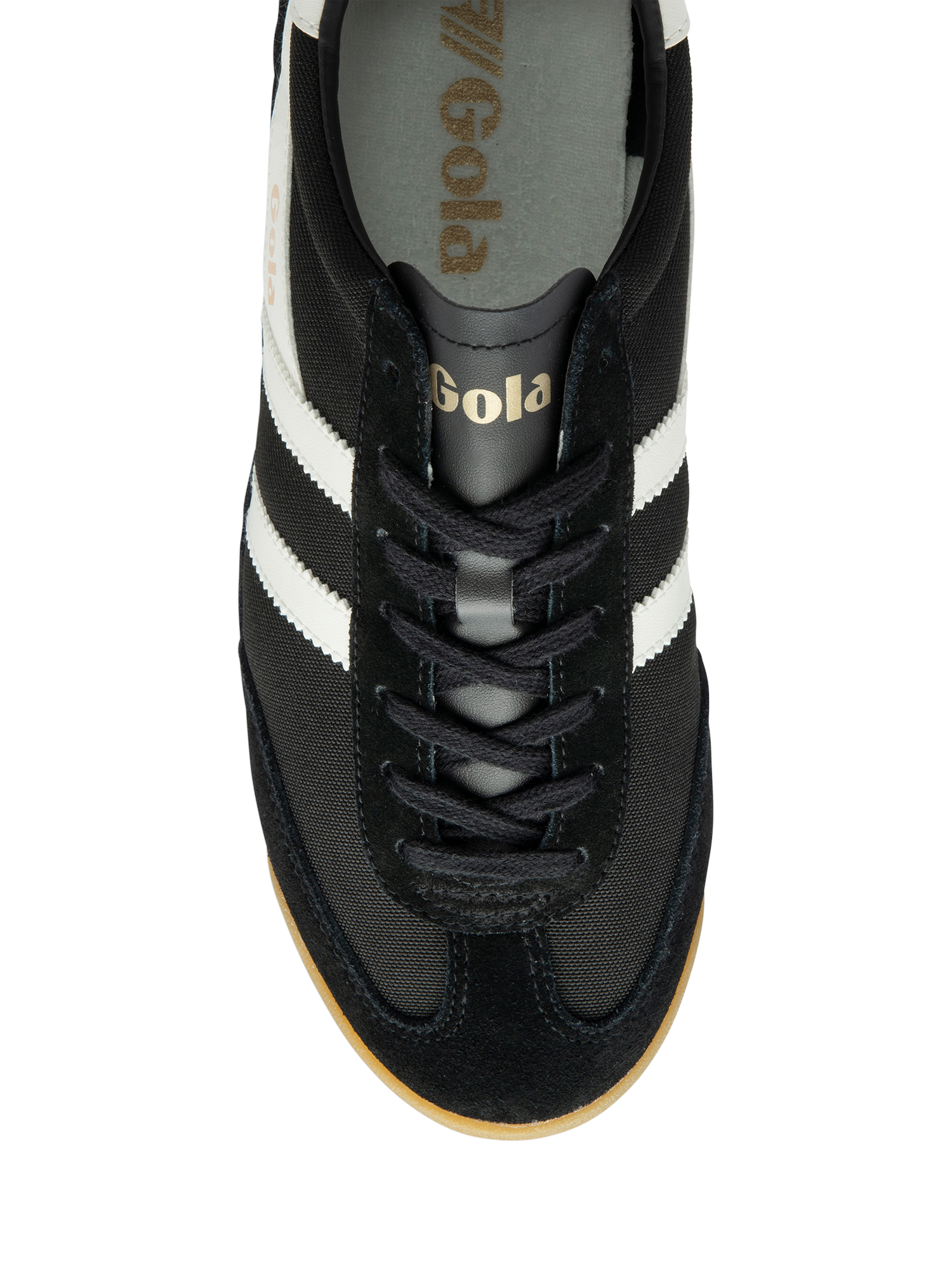 Product image 5 of 5, which shows Gola Classics Tornado Lace Up Trainers, Black/Off White, 7