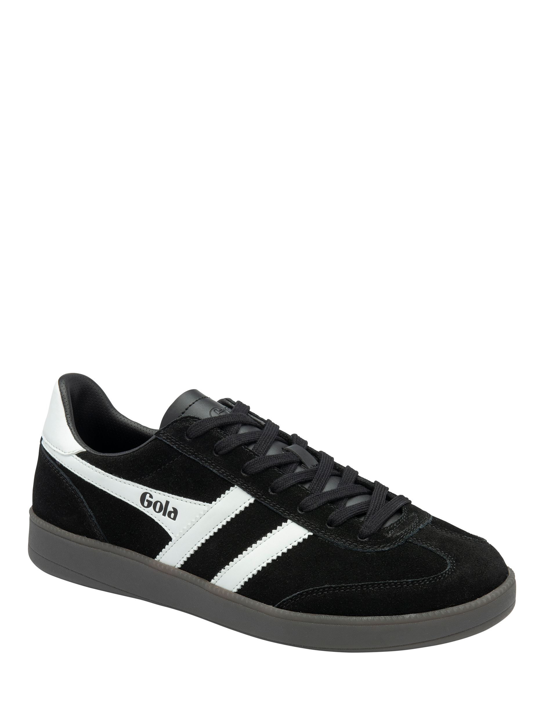 Product image 2 of 5, which shows Gola Viper Suede Trainers, Black/White/Dark Gum, 6