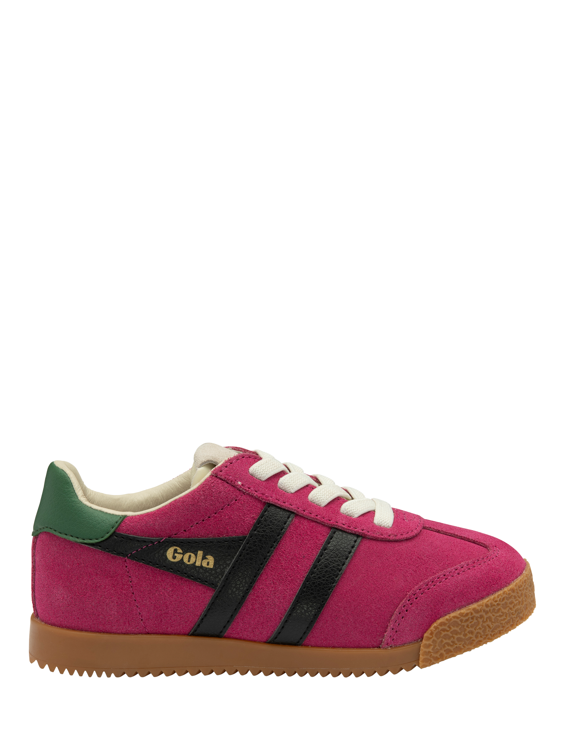 Product image 1 of 5, which shows Gola Kids' Elan Trainers, Fuchsia/Black/Evergreen, 13 Jnr
