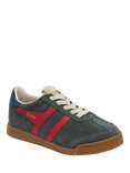 Gola Kids' Elan Suede Trainers, Storm/Deep Red/Navy