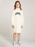 Tommy Hilfiger Kids' Fluffy Logo Jumper Dress, Natural Ivory