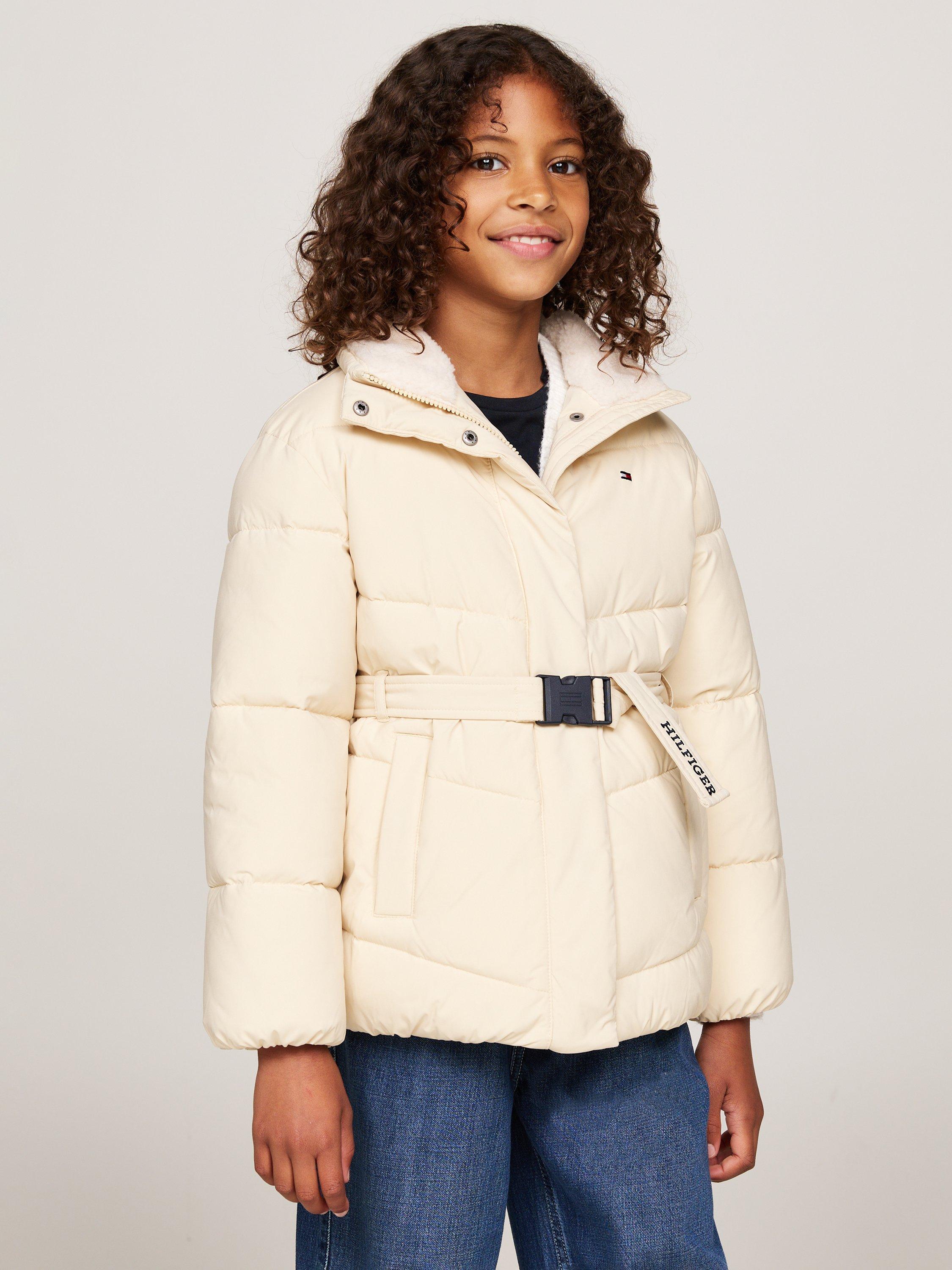 Product image 1 of 5, which shows Tommy Hilfiger Kids' Teddy Collar Puffer Jacket, Country Ivory, 16 years