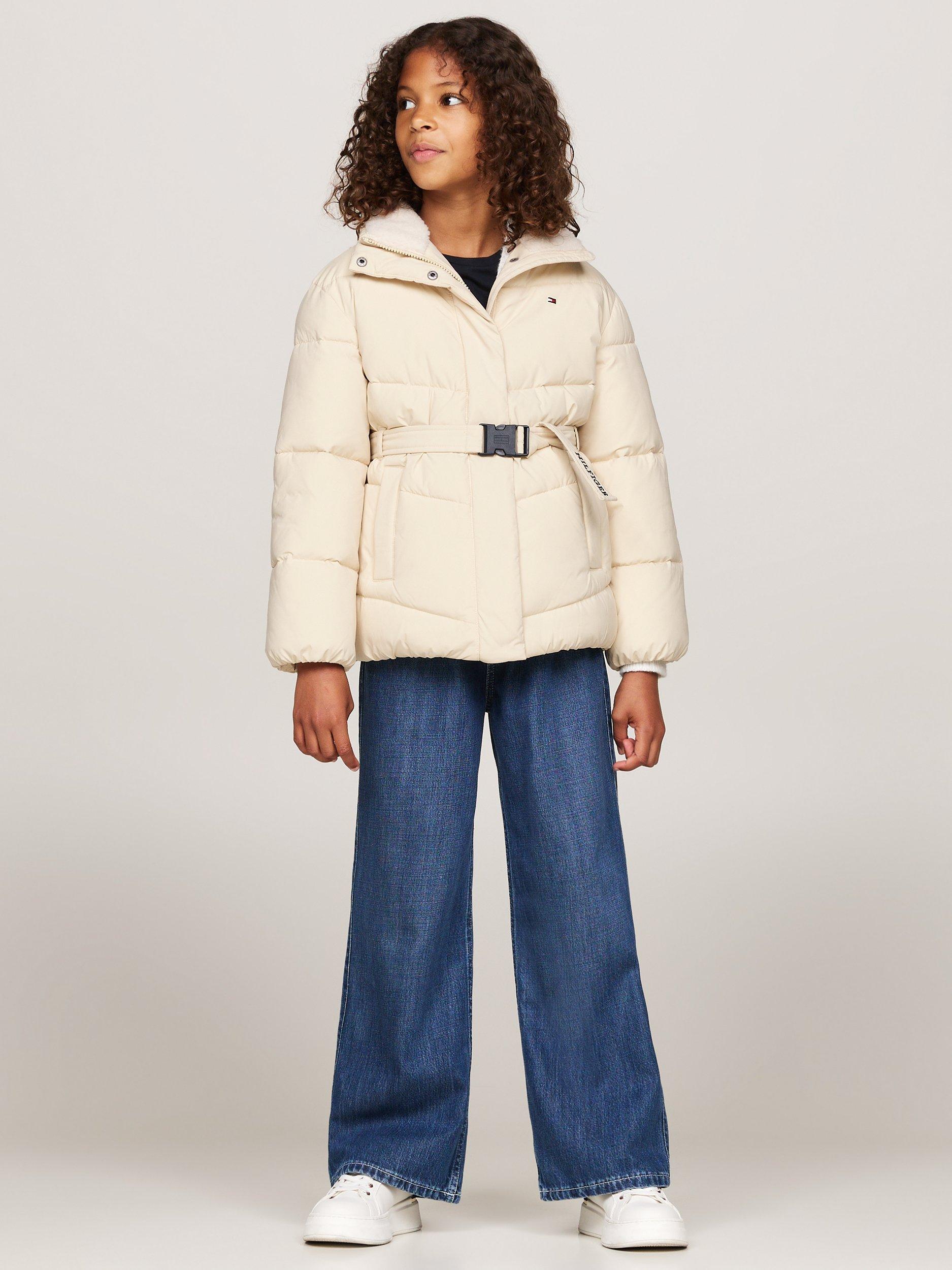 Product image 3 of 5, which shows Tommy Hilfiger Kids' Teddy Collar Puffer Jacket, Country Ivory, 16 years