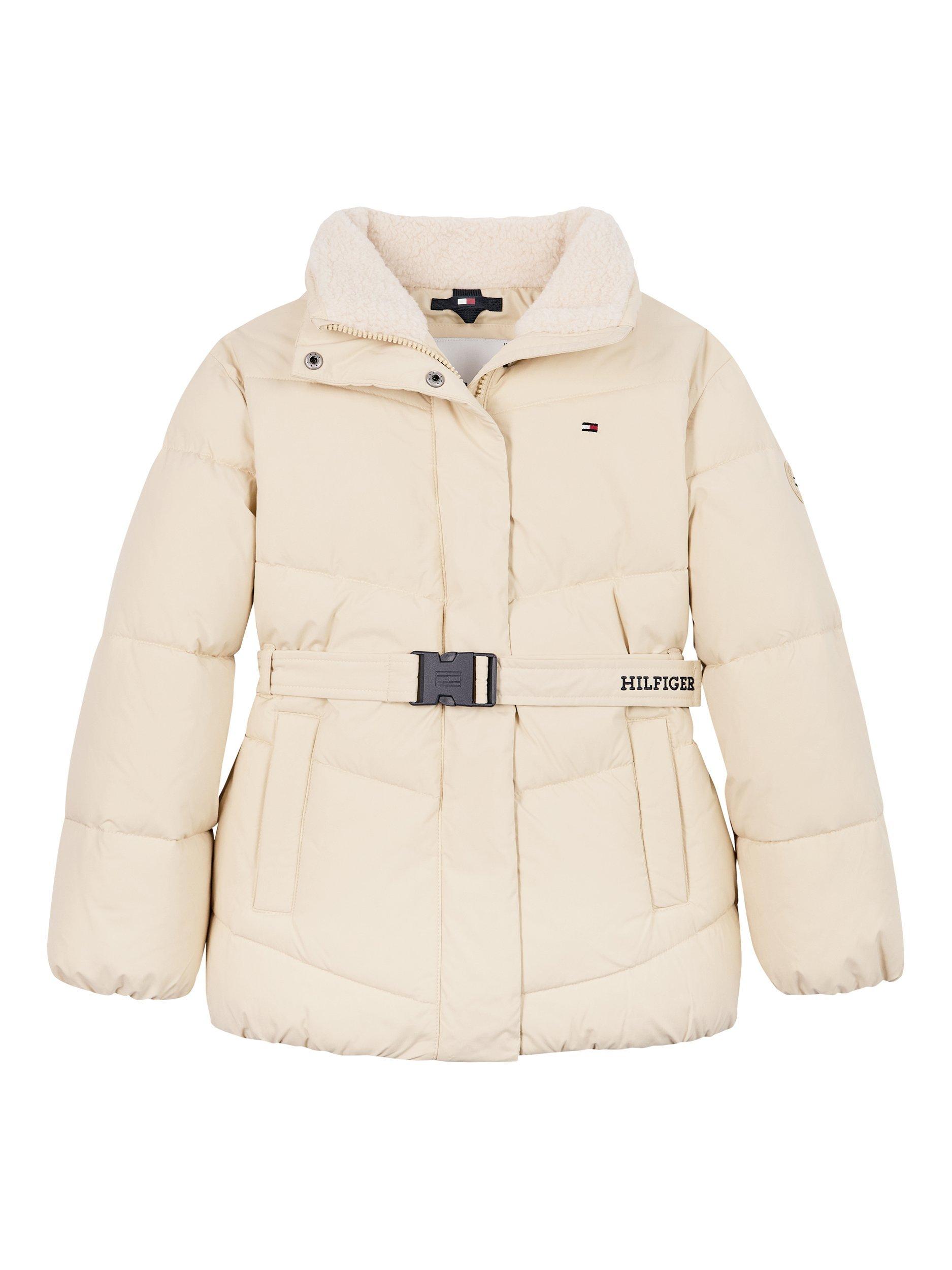 Product image 5 of 5, which shows Tommy Hilfiger Kids' Teddy Collar Puffer Jacket, Country Ivory, 16 years