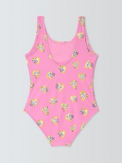 John Lewis Kids' Animal Print Hearts Swimsuit, Pink - view 2, Pink