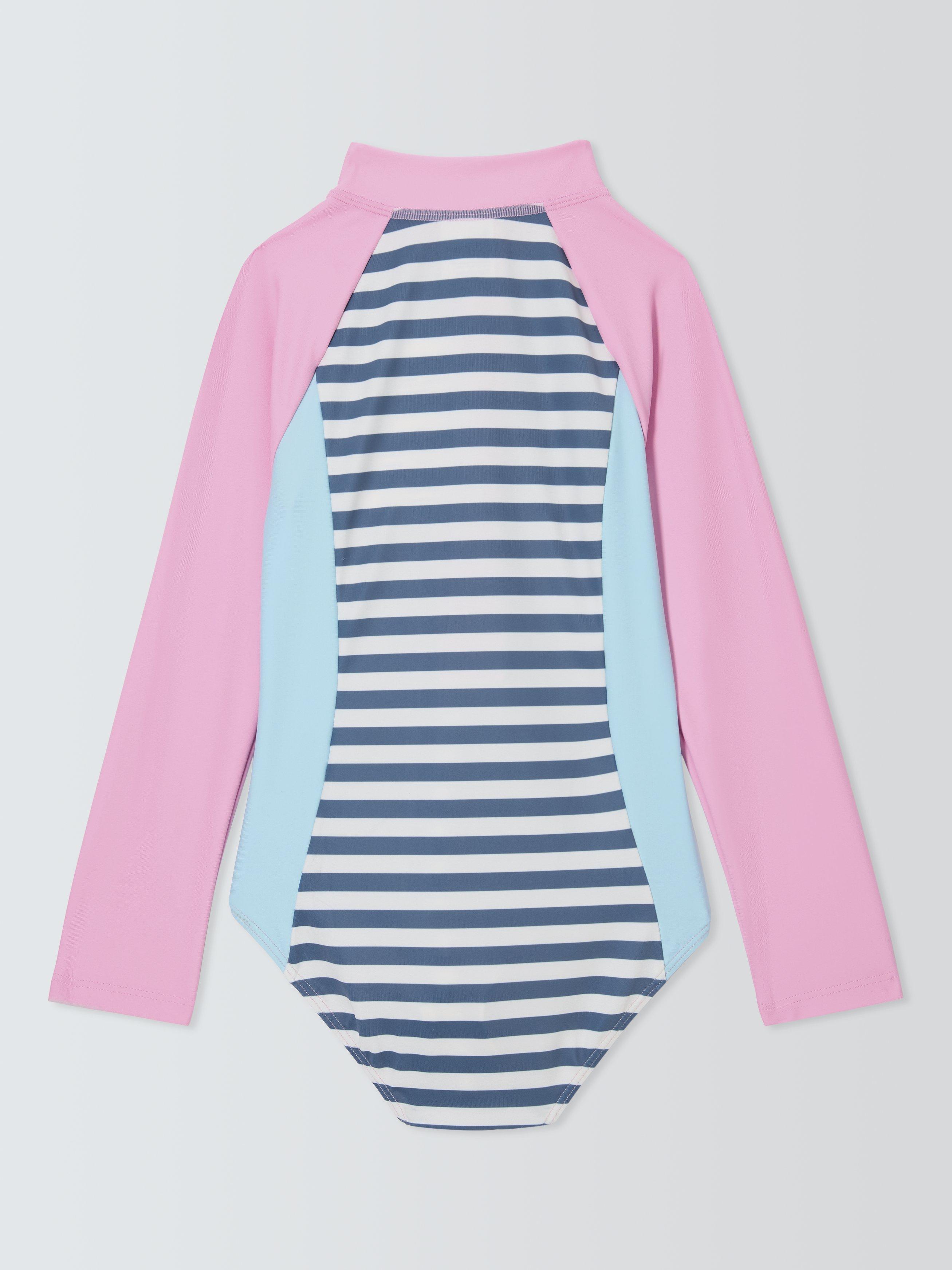 Product image 2 of 3, which shows John Lewis Kids' Long Sleeve Stripe Swimsuit, Multi, 2 years
