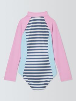 John Lewis Kids' Long Sleeve Stripe Swimsuit, Multi - view 2, Multi