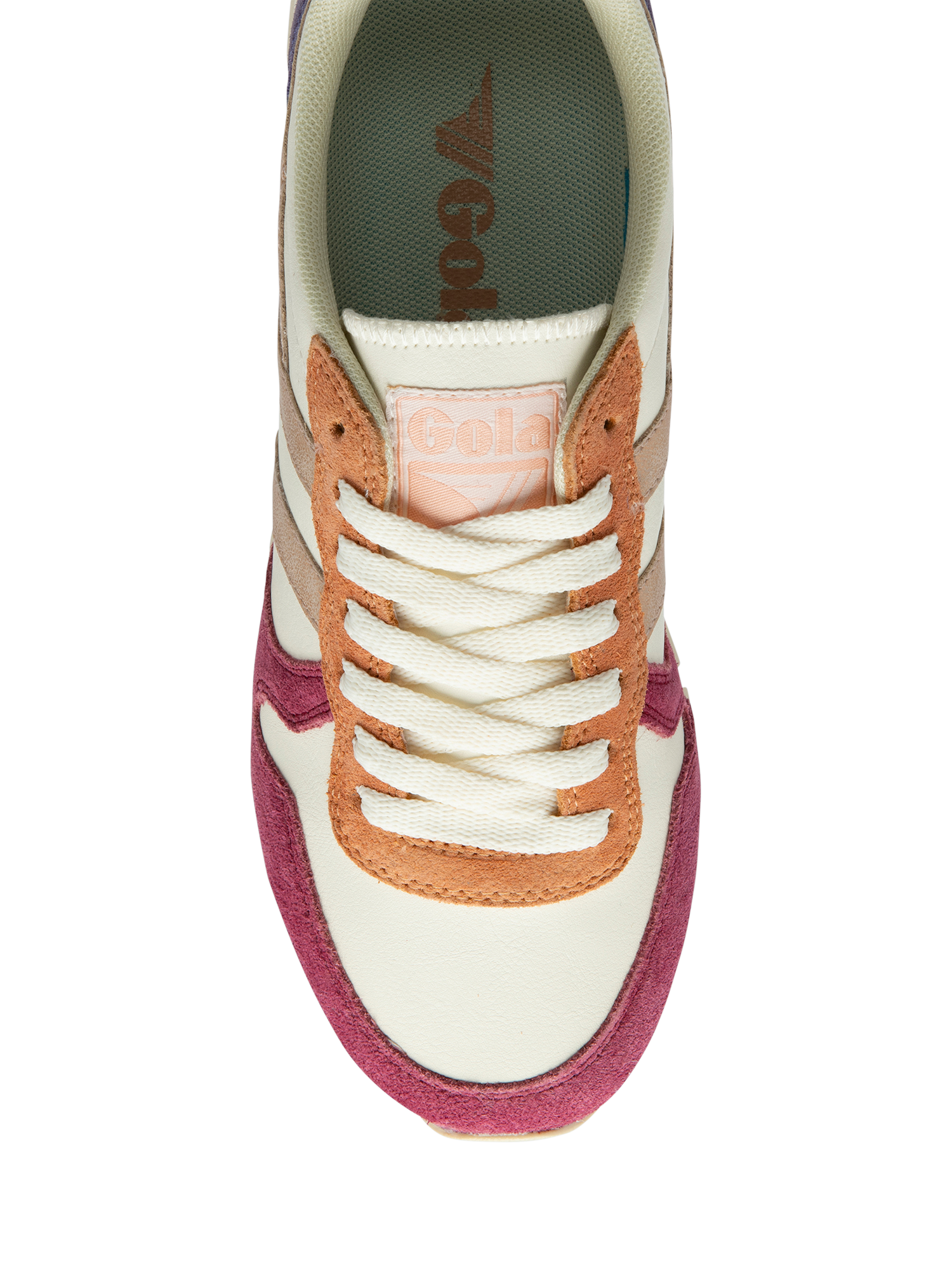 Product image 5 of 5, which shows Gola Classics Daytona Quadrant Trainers, White/Cerise/Rose Gold/Plum, 4